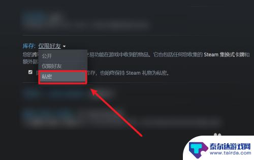 如何设置steam不公开 Steam如何设置游戏库存为不公开