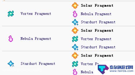 泰拉瑞亚四柱掉落物合成表 《泰拉瑞亚》四柱顺序及掉落攻略指南