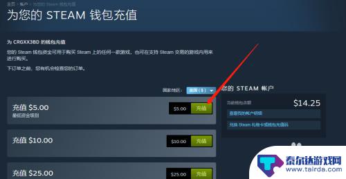 steam直接充值 Steam充值5美元的操作步骤