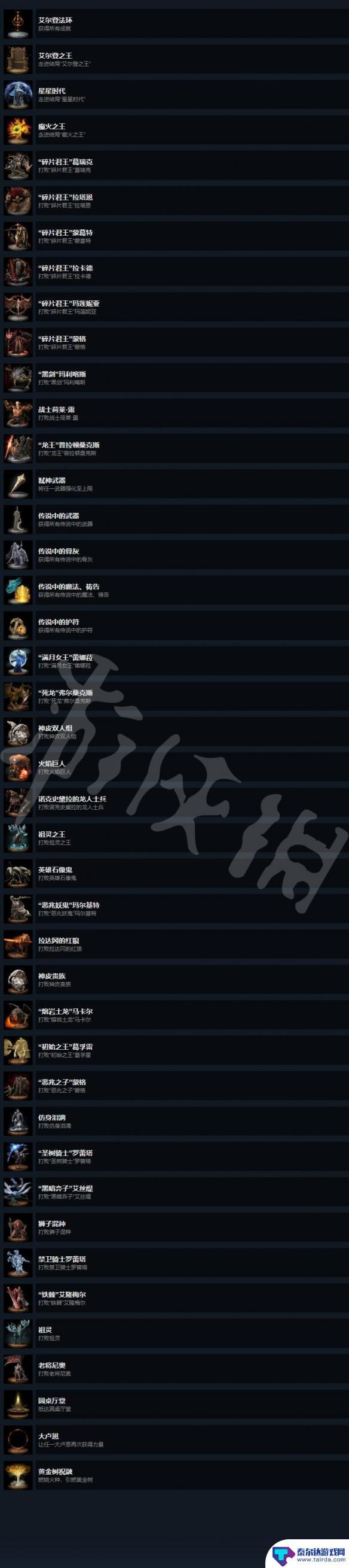 steam艾尔登法环成就 全成就列表及完成条件