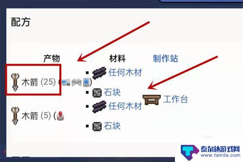 泰拉瑞亚木箭配方 泰拉瑞亚木箭合成配方