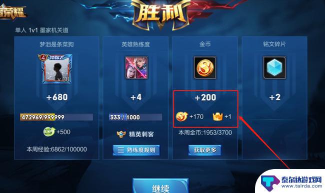 王者荣耀1v1给金币吗 打一局王者荣耀能得到多少金币