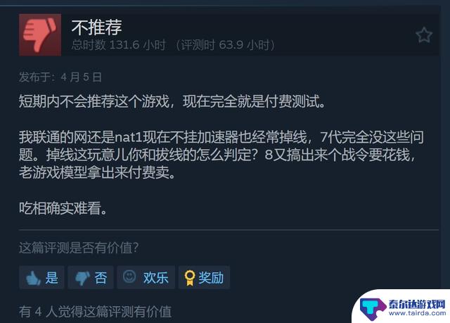 《铁拳8》微交易引发玩家不满，Steam评价大幅下滑至多半差评